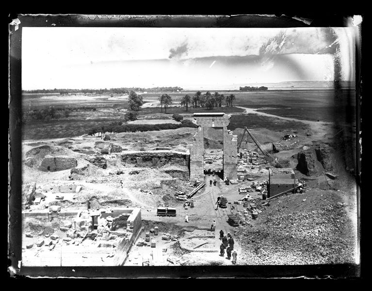 View of the excavations at the Temple of Hathor in Dendera. Photograph taken from the top of the temple.