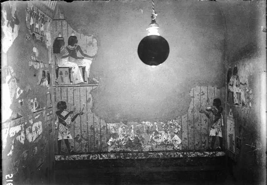 The back wall from the chapel of Maya, reconstructed at Museo Egizio. 