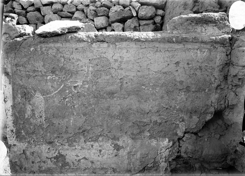 Chapel for the Opet Festival near the north wall of the village. Detail of the decorative remains to the right of the passage. Schiaparelli excavations. 