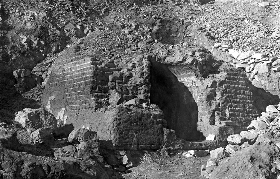 Exterior view of the funerary chapel of Kha and Merit. Schiaparelli excavations.