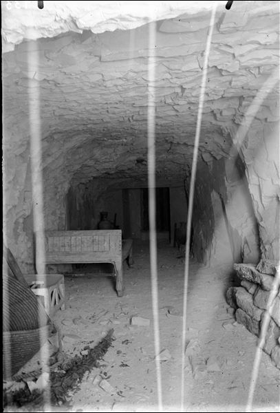 Intact tomb of Kha and Merit, the entrance corridor to the burial chamber. Photographed at the time of discovery. Schiaparelli excavations.
