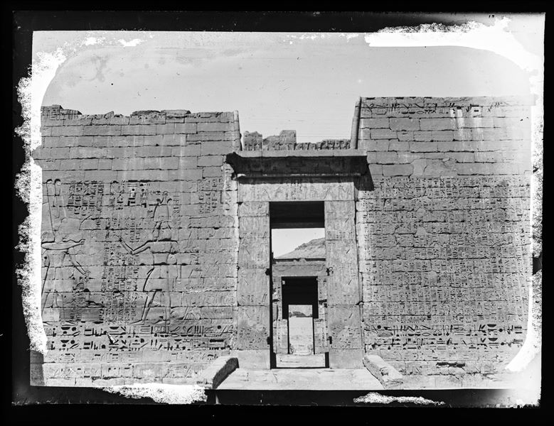  North facade of the second pylon from the Temple of Ramesses III, at Medinet Habu.