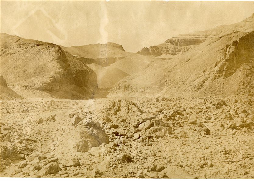 Desert landscape at West Thebes, where the entrance to the Valley of the Kings is located. 