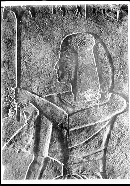 Depiction of Prince Setiherkhepeshef on the west wall of the first corridor in tomb QV43. Schiaparelli excavations.