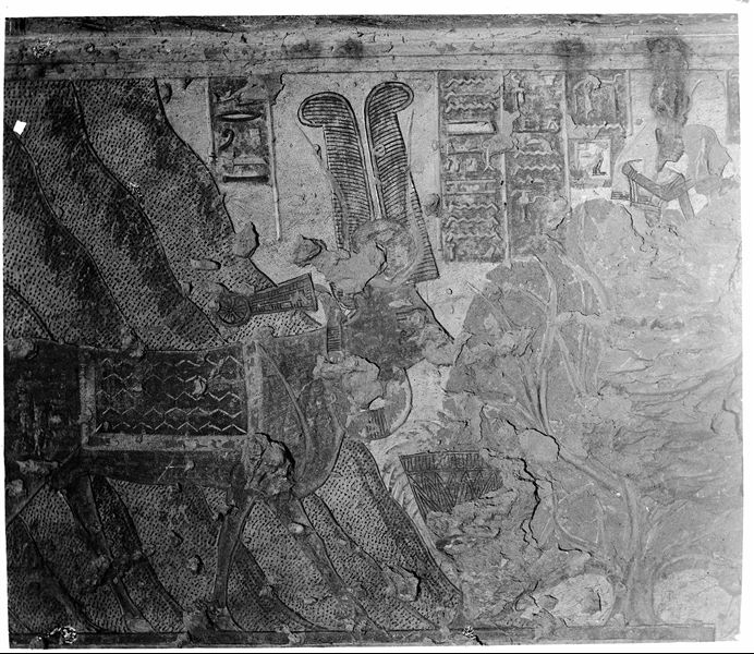 Wall scene of the goddess Hathor in her animal form. From the eastern annex of the tomb of Queen Tyti (QV52). Schiaparelli excavations 