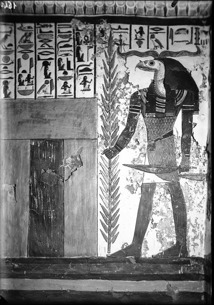 Burial chamber, south-west corner, scene 29. The representation of Spell 144 of the Book of the Dead continues. The first portal, which Nefertari must pass through, can be seen as well as two of her guardians (the third is not visible here).