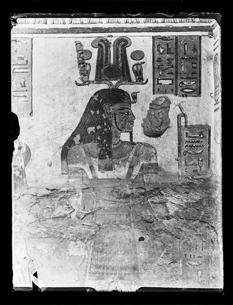 Particolare delle pitture sulla parete dell'anticamera nella tomba di Khaemuaset (QV44) presso la Valle delle Regine. Scavi Schiaparelli. 