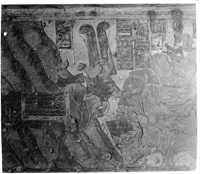 Wall scene of the goddess Hathor in her animal form. From the eastern annex of the tomb of Queen Tyti (QV52). Schiaparelli excavations 