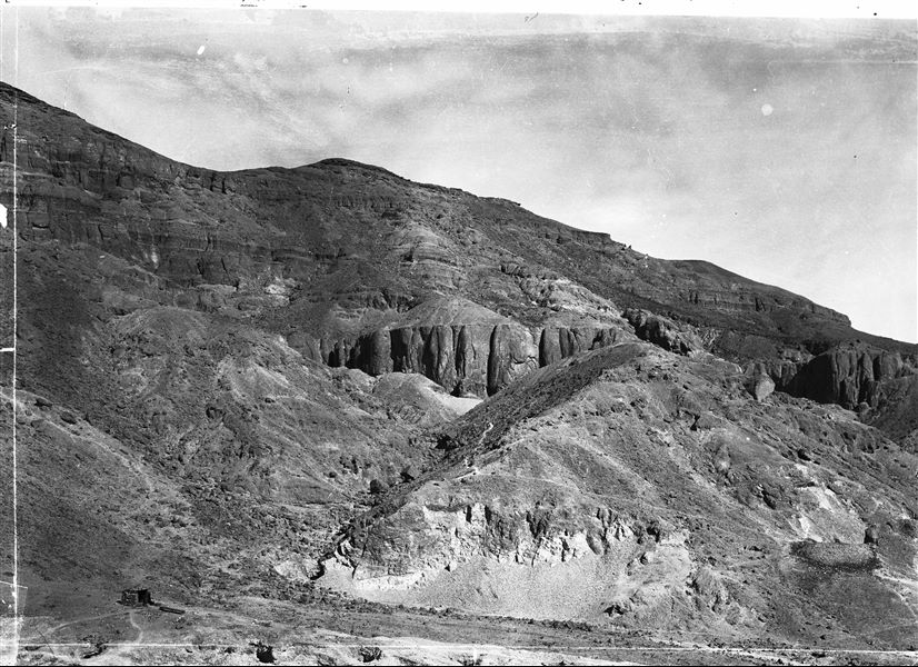 View of the large valley adjacent to the Valley of the Queens. Schiaparelli excavations.