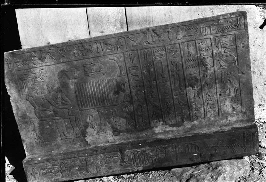 Limestone funerary stele of Ny-Ankh-Inepu, found decontextualized (S.14092). Schiaparelli excavations. 