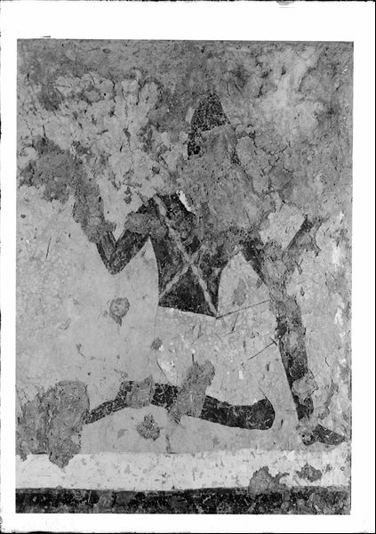 Tomb of Iti and Neferu. Pillar number 8. This image shows a detail from photograph E.00066, displaying an unusual representation of a dark-skinned person, probably a prisoner from the regions south of Egypt. Schiaparelli excavations. (S.14354/02) 