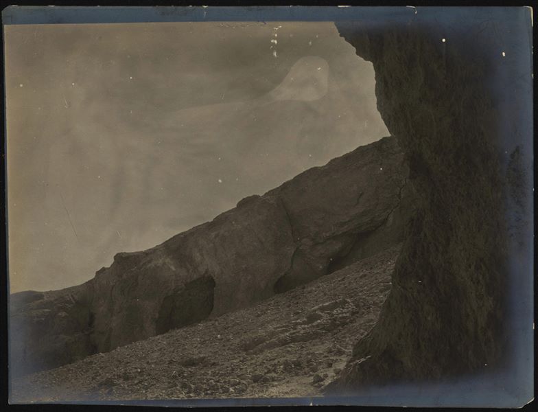 Rock formation in the Gebelein area. Schiaparelli excavations.