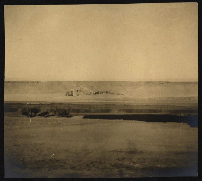 View of the northern hill, beyond the canal, taken from the top of the southern hill. Schiaparelli excavations.