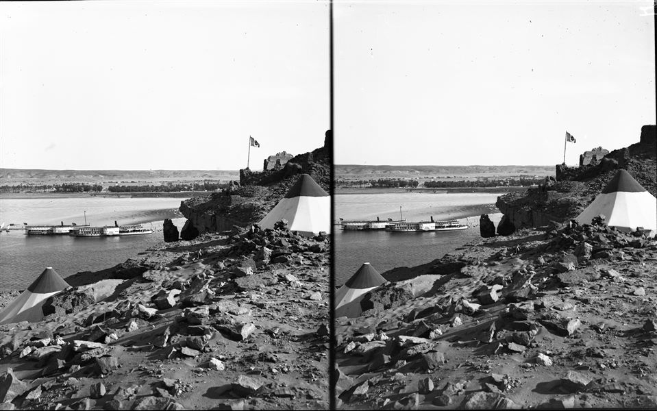 View of the Nile taken from the camp of the Italian Archaeological Mission. Schiaparelli excavations.