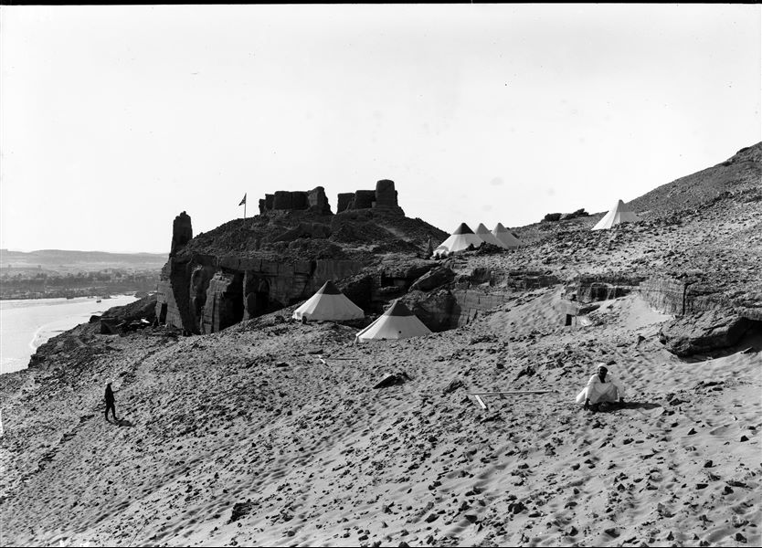 View of the camp of the Italian Archaeological Mission. Schiaparelli excavations.