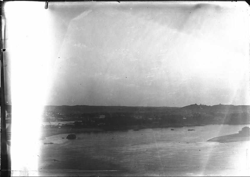 Landscape presumably from Aswan, photograph taken near the bank of the Nile. Schiaparelli excavations.