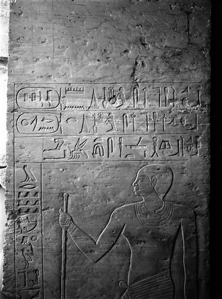 Interno della tomba di Pepynakht Heqaib (QH 35d). Parete sinistra dell’ingresso. Scavi Schiaparelli.