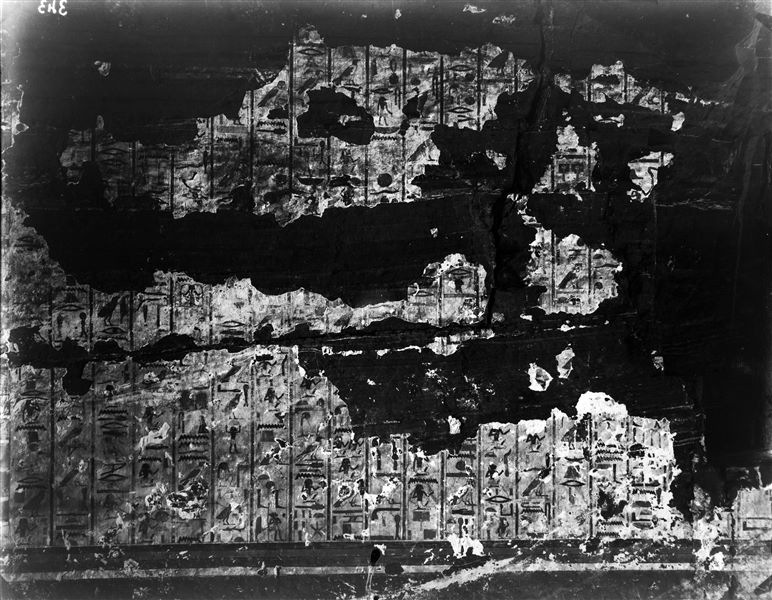 North side of the east wall, inscribed, from the chamber with pillars in the tomb of Sarenput I (QH 36). Schiaparelli excavations.