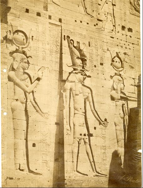 View of the external façade of the first pylon from the Temple of Isis at Philae.