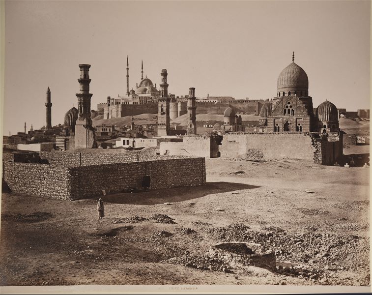 View of the Citadel, where the Mosque of Mohammed Ali stands out, photographed from the Islamic cemetery.   