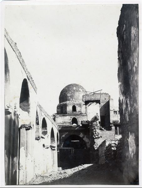 View of a dome, presumably a mausoleum from the Mamluk period. The author's signature can be found at the lower left.   