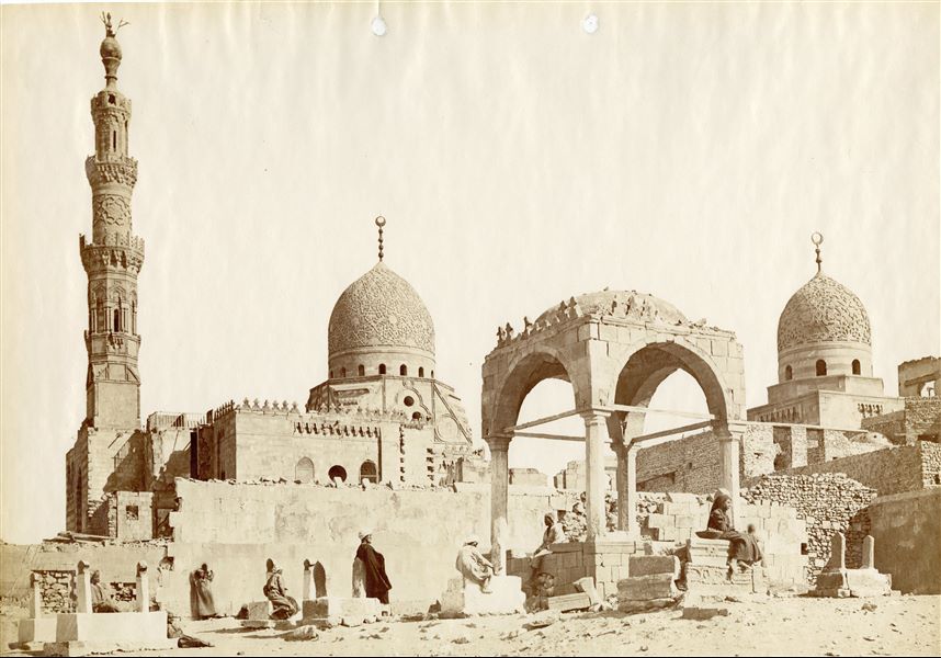 View of a section of the mosque and madrasah (place of study and education) built in the 15th century by Sultan Qaytbay in Cairo.   