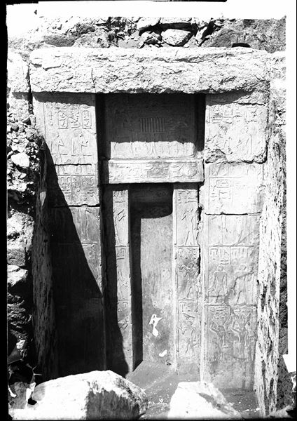 False-door (S. 1840) from the mastaba of Princess Wehemneferet. The mastaba (unidentified) was located in the Western Cemetery, north-west of the mastaba G 4940. Schiaparelli excavations.
