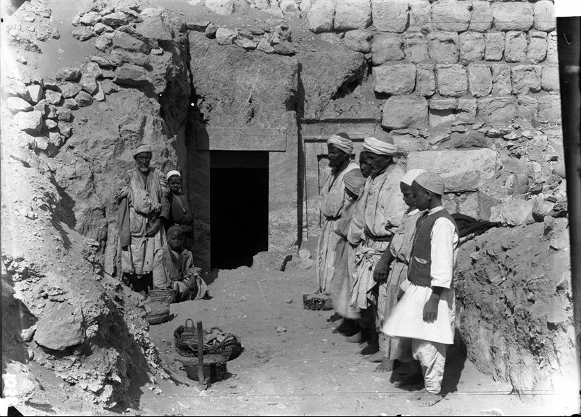 Entrance to the tomb of Kaemked. On the left, the entrance to the tomb of Bashepses. Schiaparelli excavations.