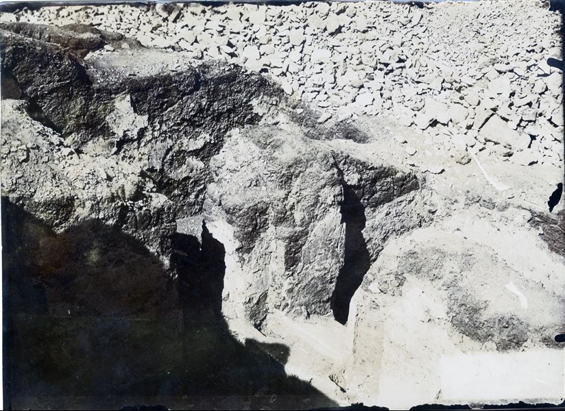 View of a structure that surfaced during the excavations of the Italian Archaeological Mission in the necropolis of Giza. Schiaparelli excavations.
