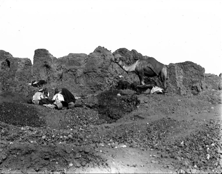 Excavation area of the site, during a work break. Photograph out of focus. Schiaparelli excavations.
