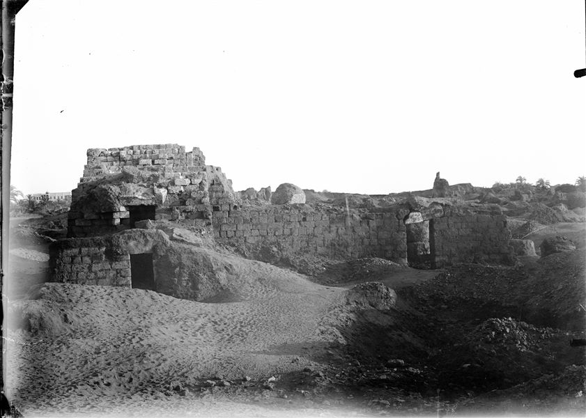 Side view of the remains of the temple of Amun (and Thoth), inside the sacred enclosure of the sanctuary of Thoth. Schiaparelli excavations.