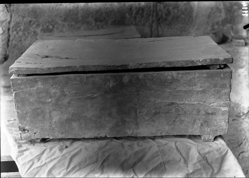 Carfassim Sarcophagus, photographed near the camp. Schiaparelli excavations.