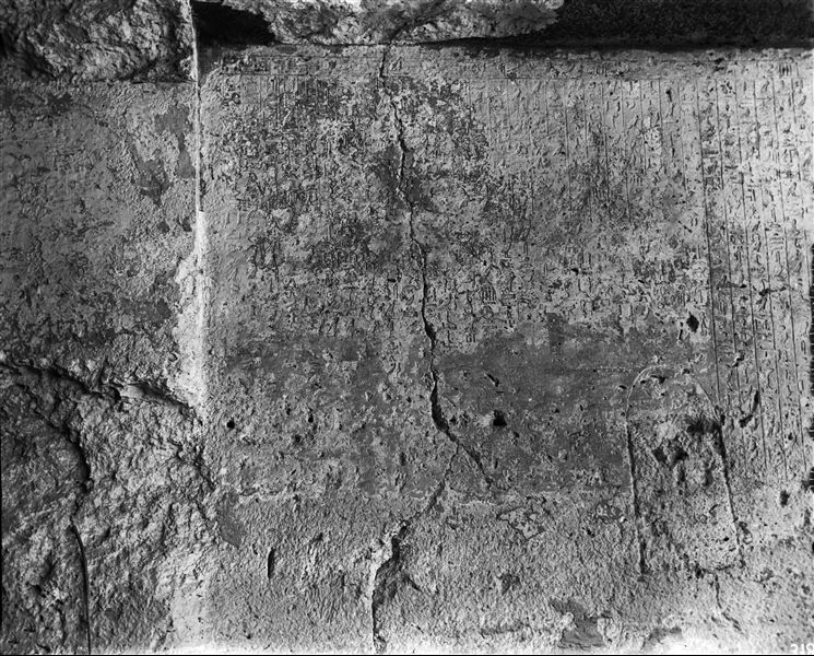 Tomb III, north wall, autobiographical inscription of the nomarch Iti-ibi. Schiaparelli excavations.