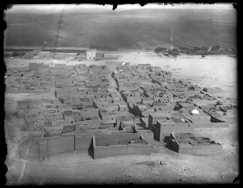  A cluster of buildings, with at least three Christian buildings, near Asyut, photographed from above. Schiaparelli excavations.