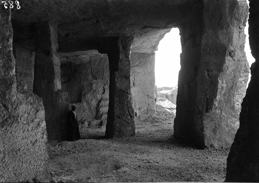 Qau el-Kebir, inside the caves where the quarries were located. Schiaparelli excavations.   