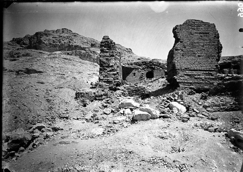 Architectural remains of the so-called Greek tomb, near the tomb of Wahka II. Schiaparelli excavations.