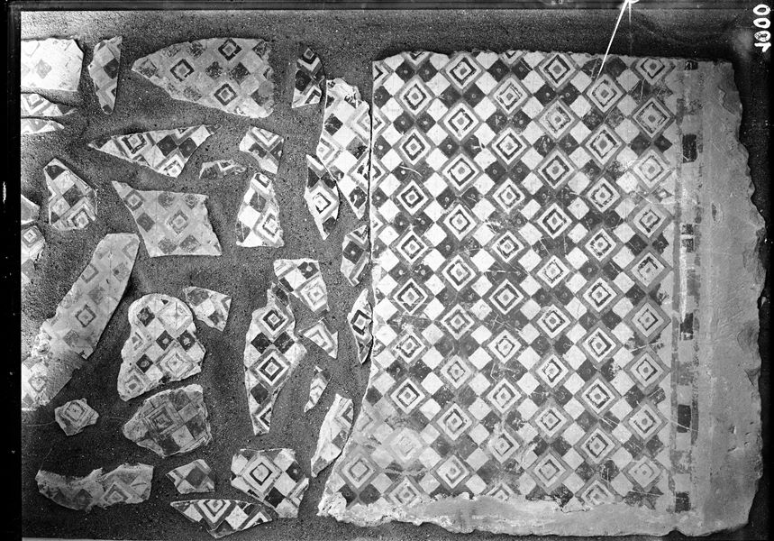 Tomb of Wahka II, fragments of ceiling decoration from the first rock-cut chamber, brought back to the Museum (S.04348). Schiaparelli excavations. 