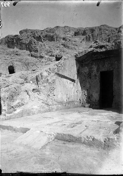 Tomb of Wahka II, entrance to the first rock-cut chamber. Schiaparelli excavations. 