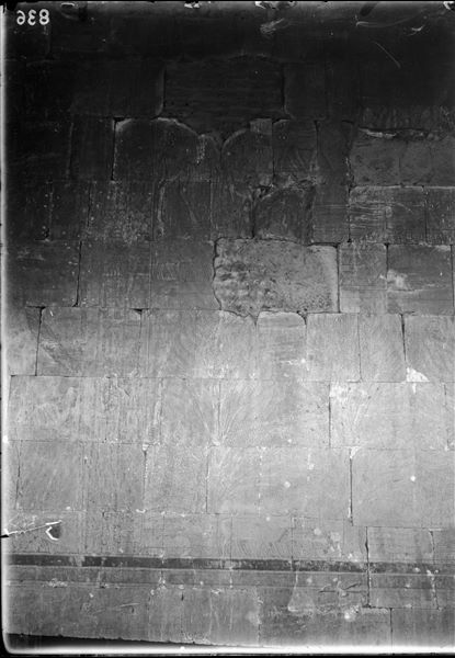 South side of the mortuary temple of Queen Hatshepsut at Deir el-Bahari. Wall scene from the portico in the middle terrace depicting the flora from Punt planted in the “garden of Amun”. 